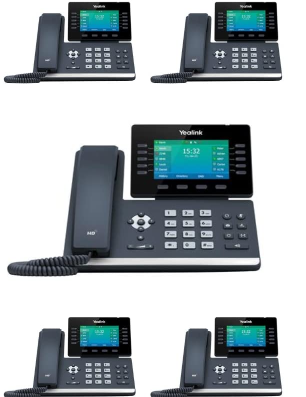 Yealink SIP-T54W IP Phone [5 Pack] 16 SIP Accounts, 4.3-inch Color Display, USB 2.0, 802.11ac Wi-Fi, Gigabit Ethernet, 802.3af PoE, Power Adapter Not Included (SIP-T54W)