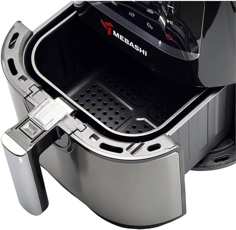 Mebashi ME-AF984 Stainless Steel Air Fryer 4.5L Capacity, LED Touch Screen, 10 Preset Settings, Easy Clean, Auto Shut-Off, Oil-Free, PTFE-Free, Dishwasher Safe, 1600W