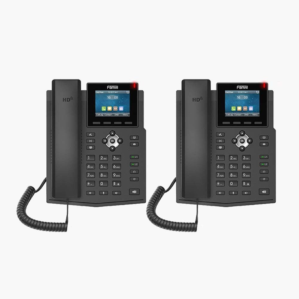 Fanvil X3SG IP Phone Gigabit with 4 SIP Lines and 2 Line Keys and Color Display 2.8-inch (2-Pack)