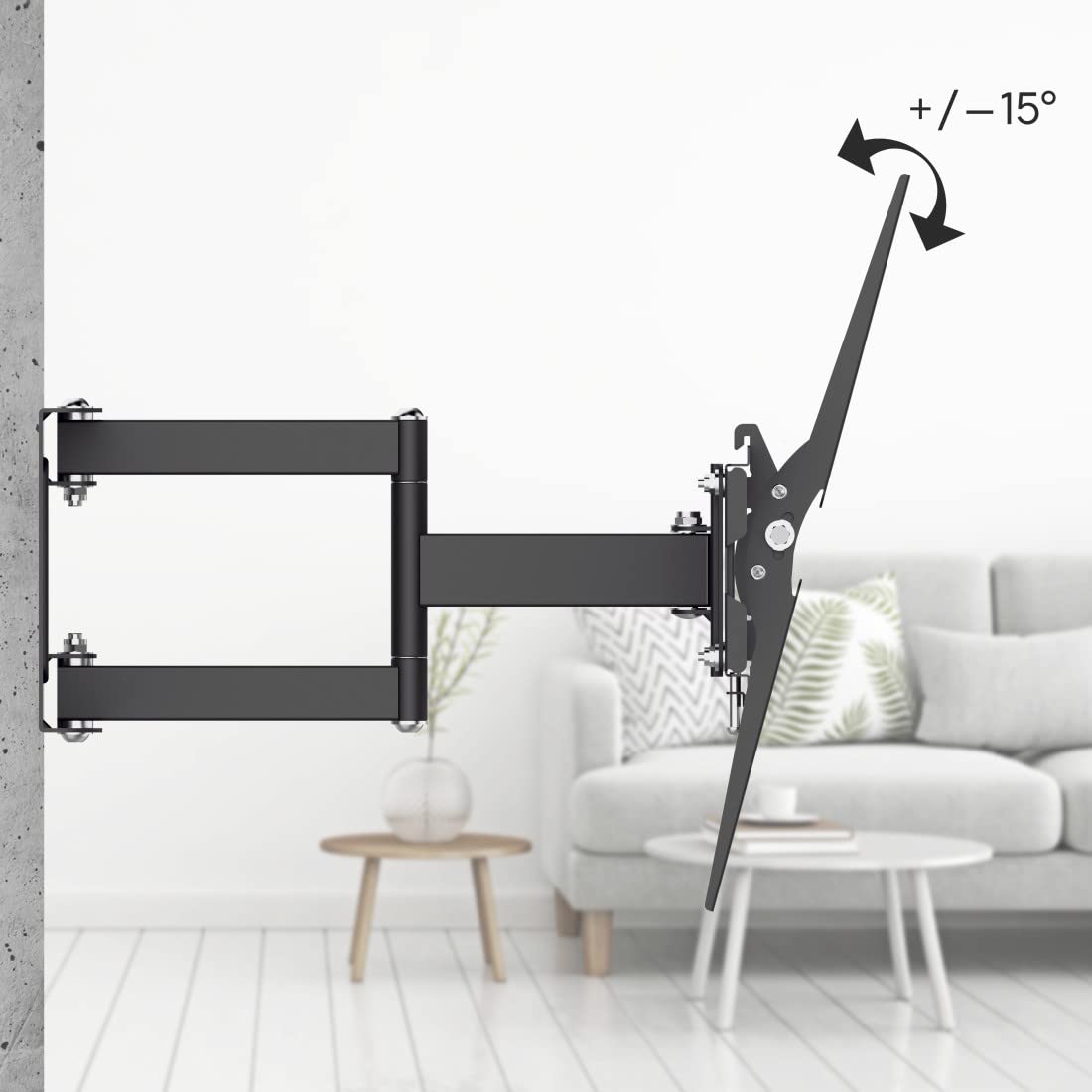 Hama 220830 Fullmotion Tilt TV Wall Bracket, 165 cm Size, 40 kg Capacity, Black