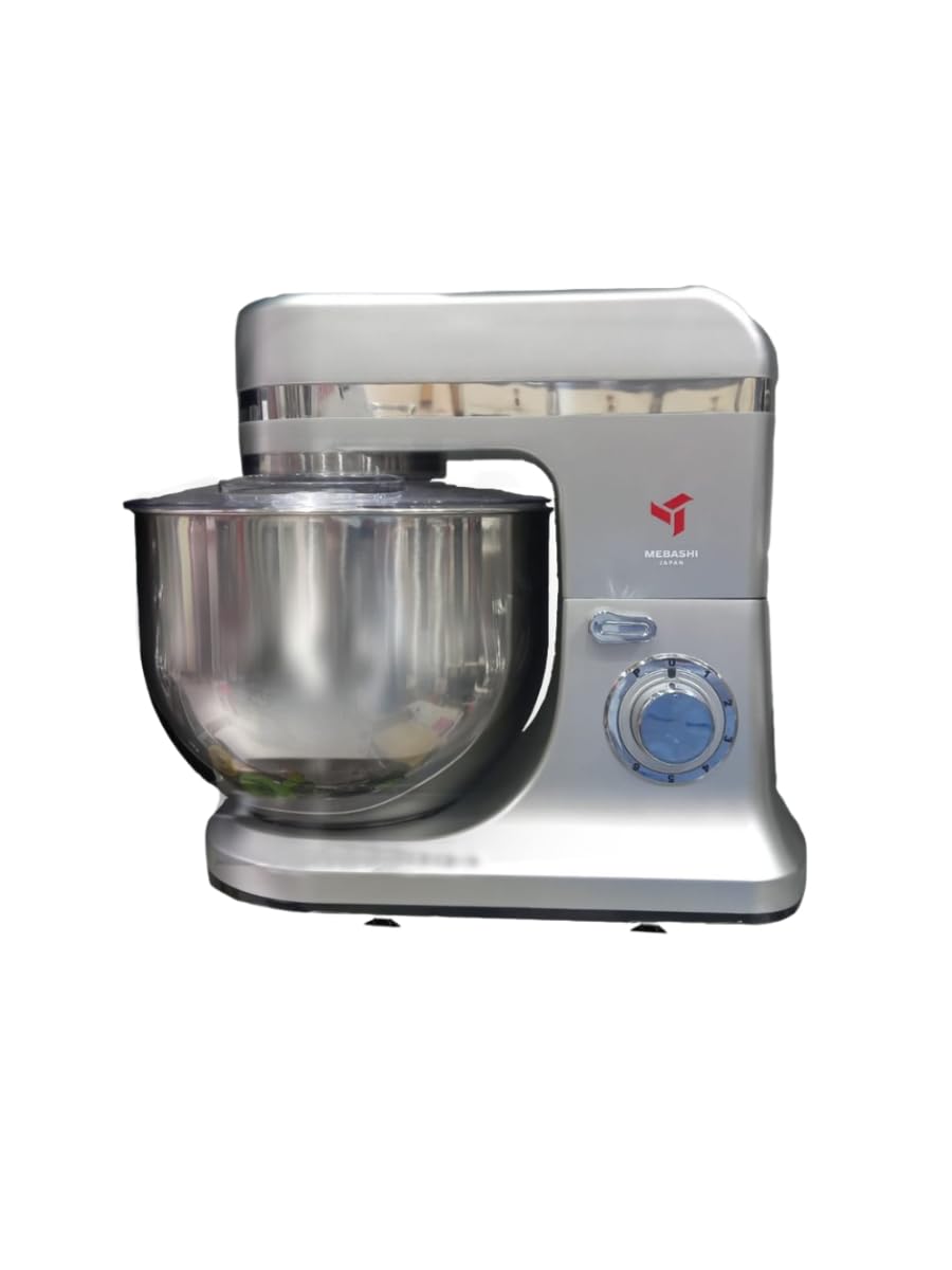 MEBASHI 12 Litre Stainless Steel Bowl Mixer, 6 Speed Control with Pulse, Accessories (ME-SBM1114) (Black)|1500W