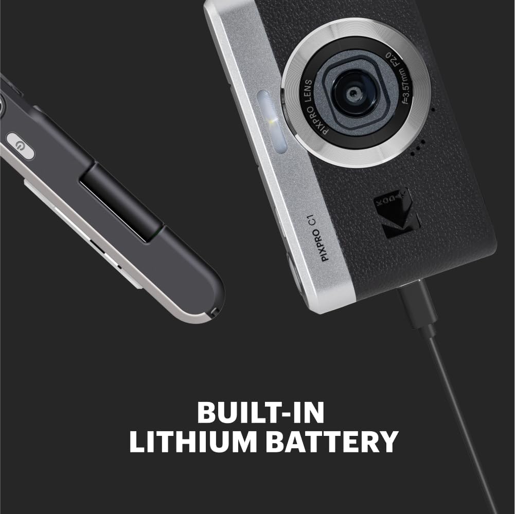 كوداك كاميرا رقمية صغيرة للغاية C1 من بيكسبرو | 13MP BSI CMOS، تكبير 4X، شاشة LCD 2.8 انش، فلاش LED، بطارية مدمجة - اسود
