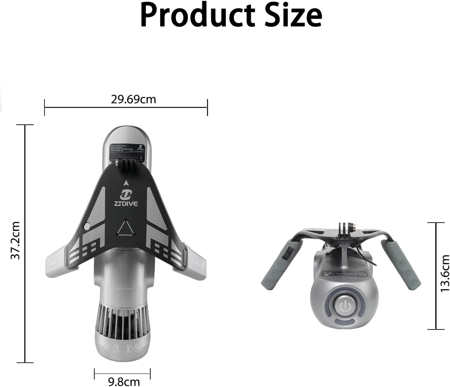 Jetdive Underwater Scooter ZTDIVE - 3-Speed Modes (Up to 1.8m/s) | 4.6Ah Battery (60Min Runtime) | Action Camera Mount | for Scuba/Snorkeling/Pool | Adults & Kids