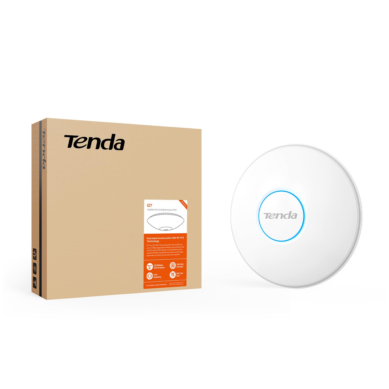 تيندا نقطة وصول للسقف i27 AX3000 واي فاي 6 ثنائي النطاق 2976Mbps، OFDMA وMU-MIMO، WPA3 الامن، يدعم 254 عميل، يعمل بتقنية نقل الطاقة عبر الايثرنت ووقت استجابة منخفض، مثالي للمكاتب والفنادق