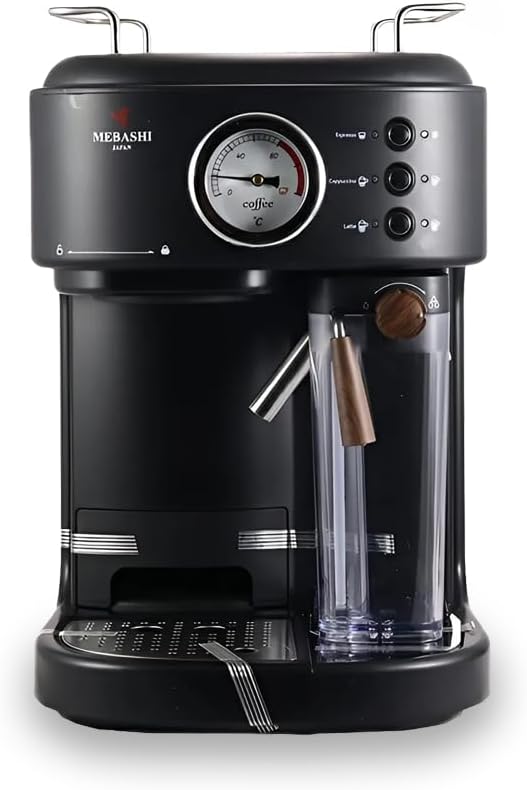 مايباشي ماكينة تحضير قهوة اسبريسو ME-ECM2500 مع خزان حليب 500 مل - 1.5 لتر، 15 بار، اسود، تشغيل بزر واحد (اسود)| 1250 واط