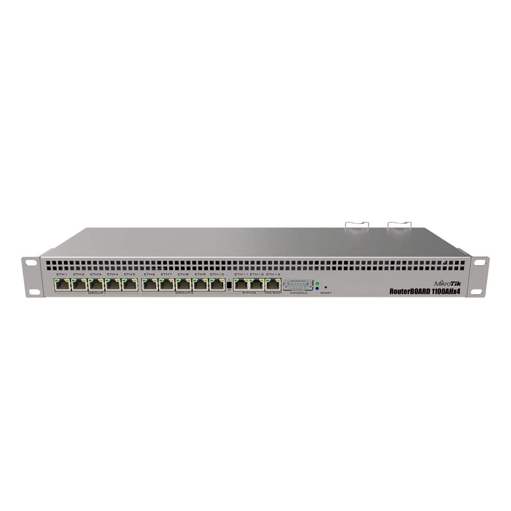 Mikrotik RB1100AHx4 13x Gigabit Port Router, Powered by Annapurna Alpine AL21400 CPU with Four Cortex A15 cores, clocked at 1.4GHz Each, for a Maximum throughput of up to 7.5Gbit