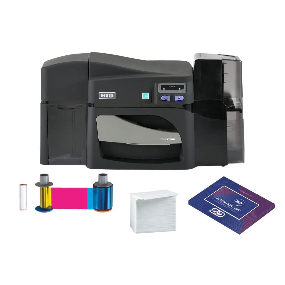 2ID- Fargo DTC4500e Dual Sided ID Card Printer | 055100 | Professional ID Card Machine for Corporate, Government, Student IDs, and More