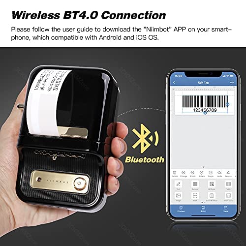 Nimbot B21 Portable Thermal Label Printer - Multifunctional Mini Barcode Printer for Android & iOS (Black)