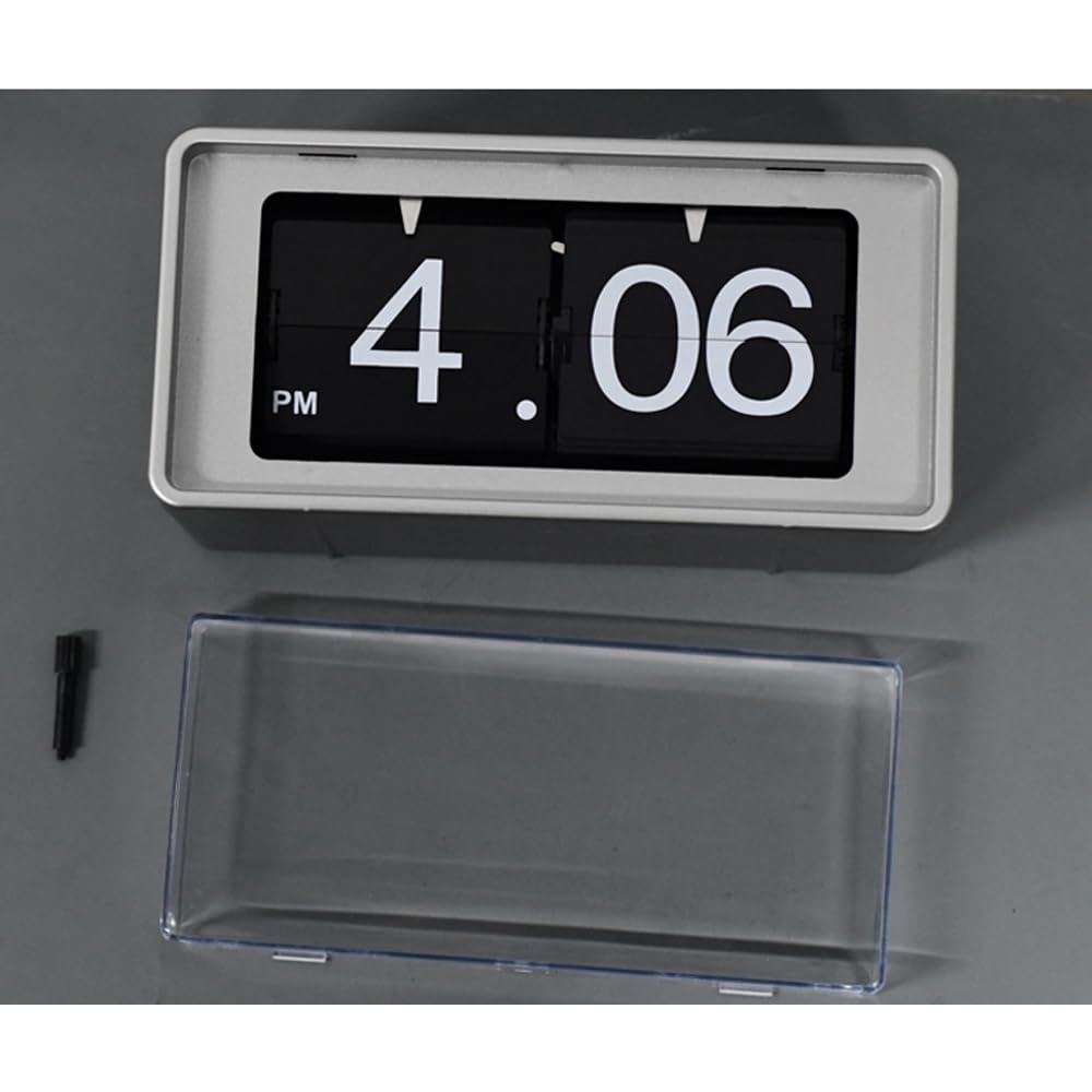BHning Retro Style Flip Clock,Auto Page Turning Transparent Cover Digital Flip Desk Clock. Classic Mechanical Battery Operated Digital Display,Home and Office Decorations(No Battery Included) (Black)