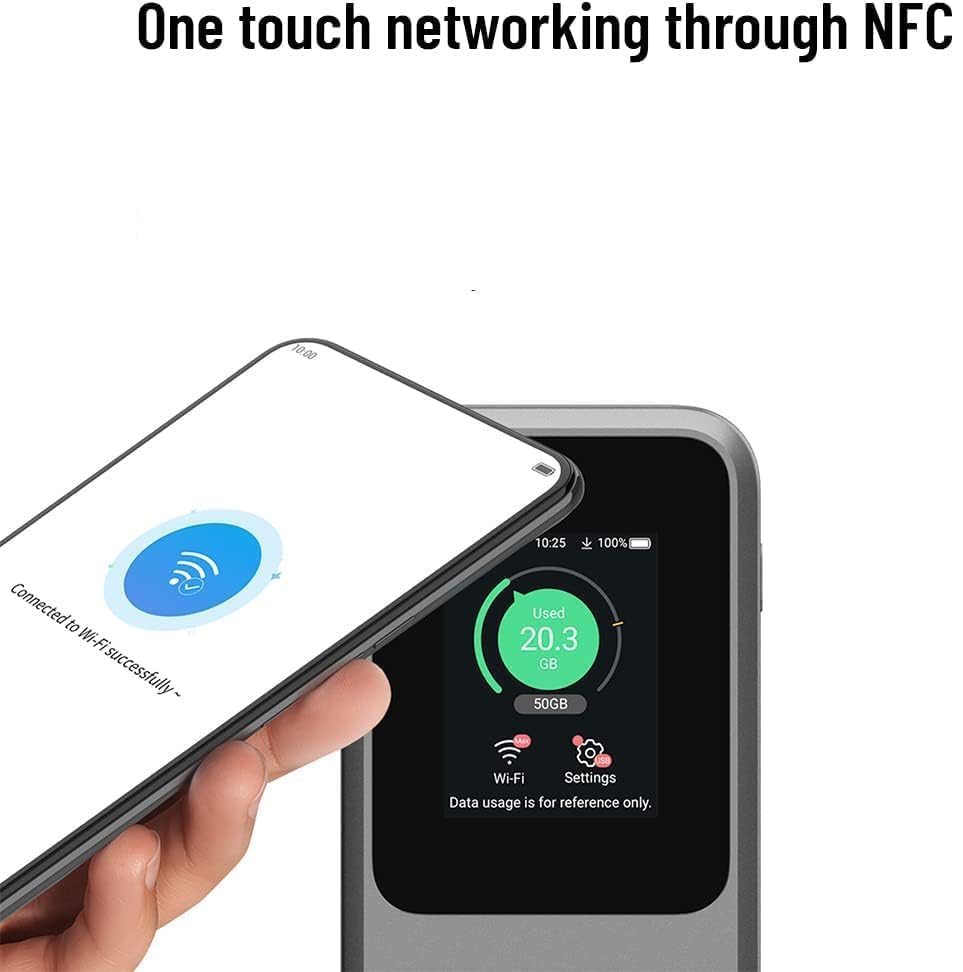 جهاز توجيه ZTE 5G Pocket WiFi 6 U50 Pro، نقطة اتصال محمولة 5G Broadband Modem Unlock الإصدار العالمي - رمادي