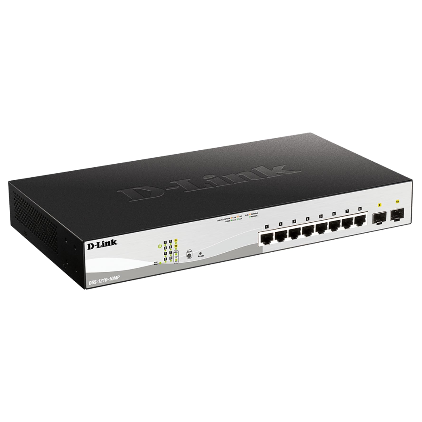 دي-لينك محول دي جي اس-1210-10 ميجابيكسل ذكي 10 منافذ جيجابت بي او اي مع منفذين SFP جيجابت، ميزانية طاقة 130 واط، تبديل L2 محسن وأمان