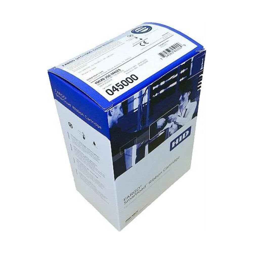 خرطوشة شريط فارجو DTC1250 YMCKO مع بكرة تنظيف | شريط فارجو اصلي 45000 | طباعة صور ملونة كاملة نابضة بالحياة متينة ونصوص ورموز باركود على بطاقات الهوية من بلاستيك PVC | مصنفة لتدوم حتى 250 طباعة