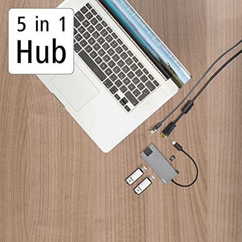Hama 200109 USB-A, USB-C and LAN/Ethernet Multiport Hub, Grey
