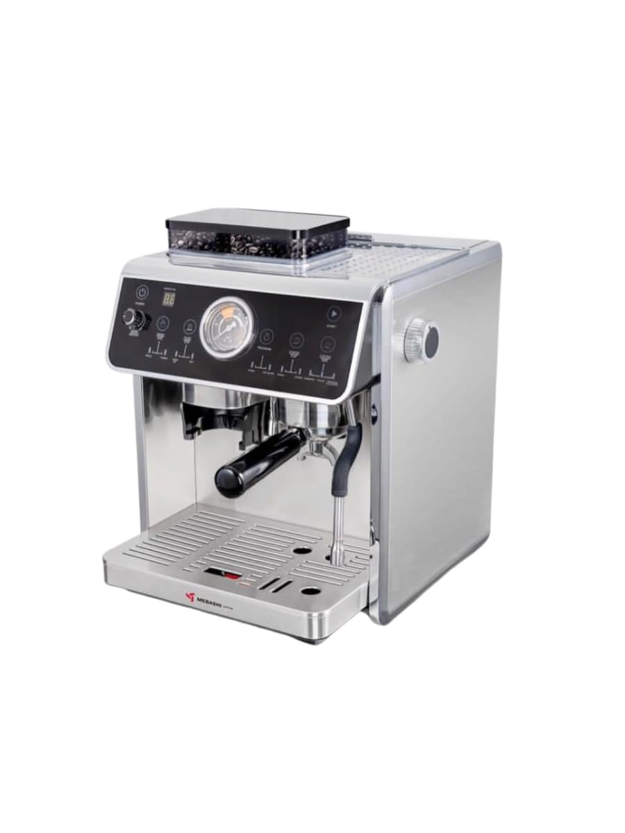 MEBASHI Commercial Coffee Machine, Dual Boiler with Integrated Coffee Grinder, 2.1L Capacity, 20 Bar Pressure, Stainless Steel (ME-CCM2056) (2800W)