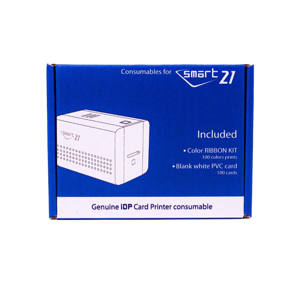 IDP SMART-21 YMCKO Original Consumables Kit with 100 Color Ribbon, 100 Primus Plastic PVC Cards and Cleaning Roller (Not Compatible with IDP Solid Brand Products)