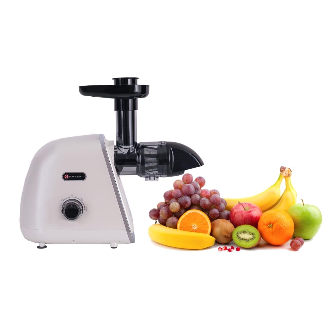 Black & White Slow Juicer with 7 Speed Control Buttons and Reverse Function BWSJ1515W