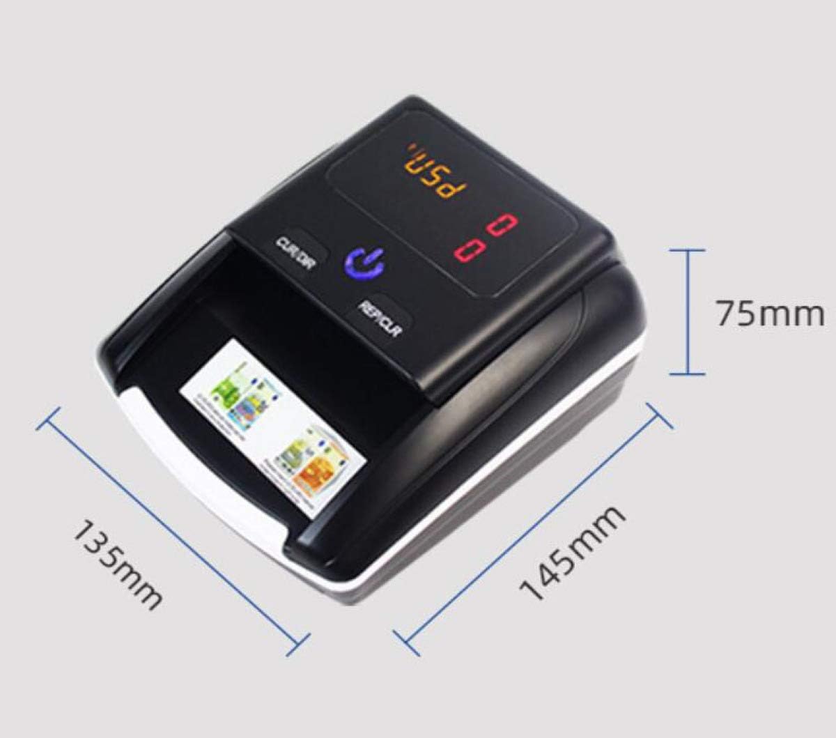 Counterfeit Bill Detectors, Easy to Read Automatic Counterfeit Detector Counterfeit Money Checker Bill Detector Machine Magnetic Sensors,Black_14X15X8CM