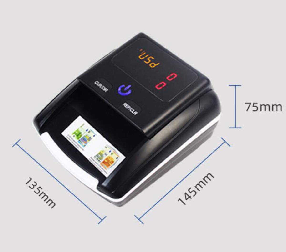 Counterfeit Bill Detectors, Easy to Read Automatic Counterfeit Detector Counterfeit Money Checker Bill Detector Machine Magnetic Sensors,Black_14X15X8CM