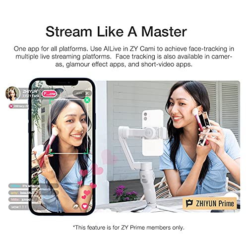 ZHIYUN Zhi yun Smooth Q3 Smartphone Gimbal Stabilizer Handheld 3-Axis with LED Fill Light Grip Tripod Vlog Compatible with iPhone 12 11 PRO MAX X XR XS Android with Gesture Control