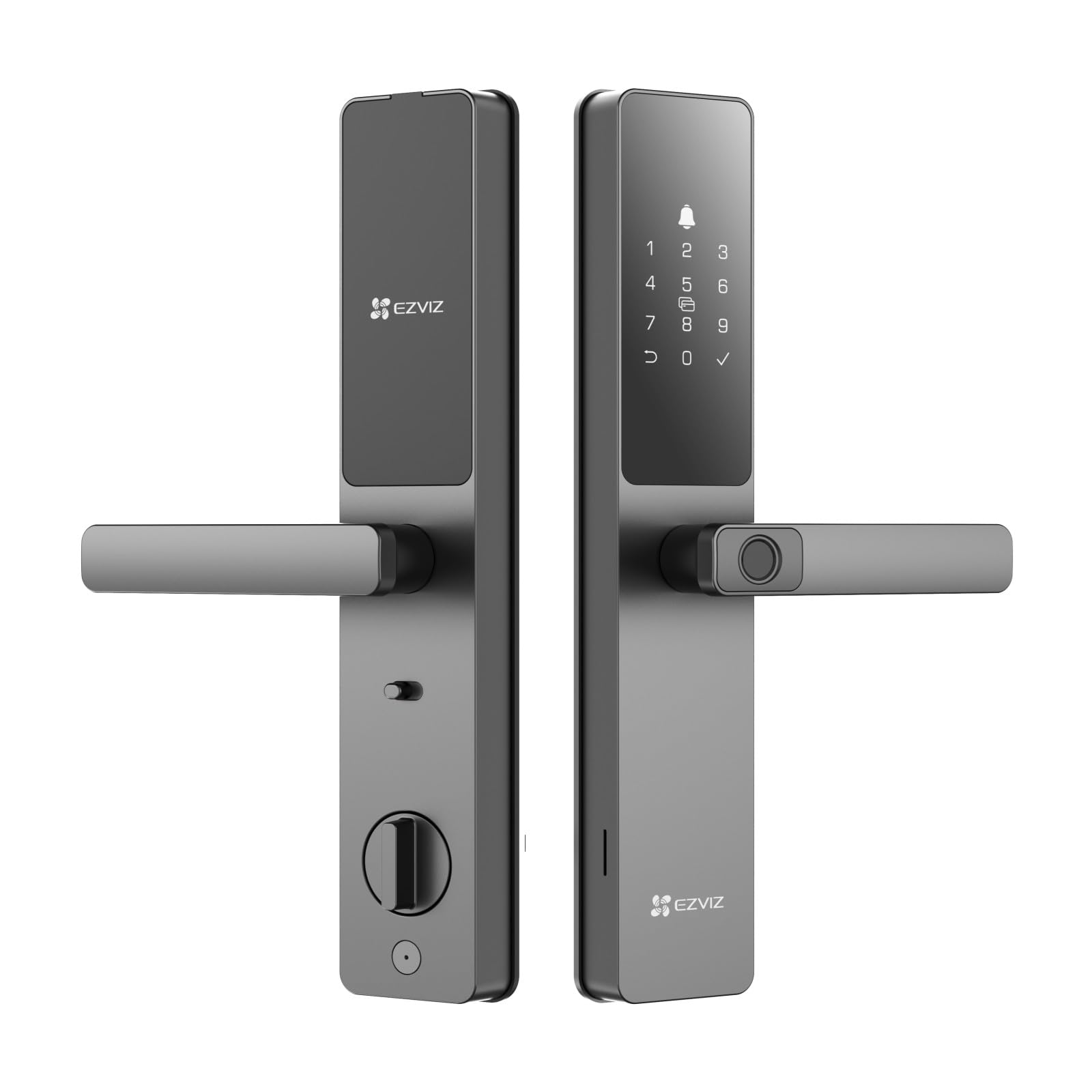 EZVIZ Smart Lock DL05, 7-in-1 Keyless Entry Door Lock, with Fingerprint Access, Multiple Unlock Options, Instant Alerts, Weather-Resistant, Child Safety Privacy Control (DL05-Grey, 6068 Mortise)