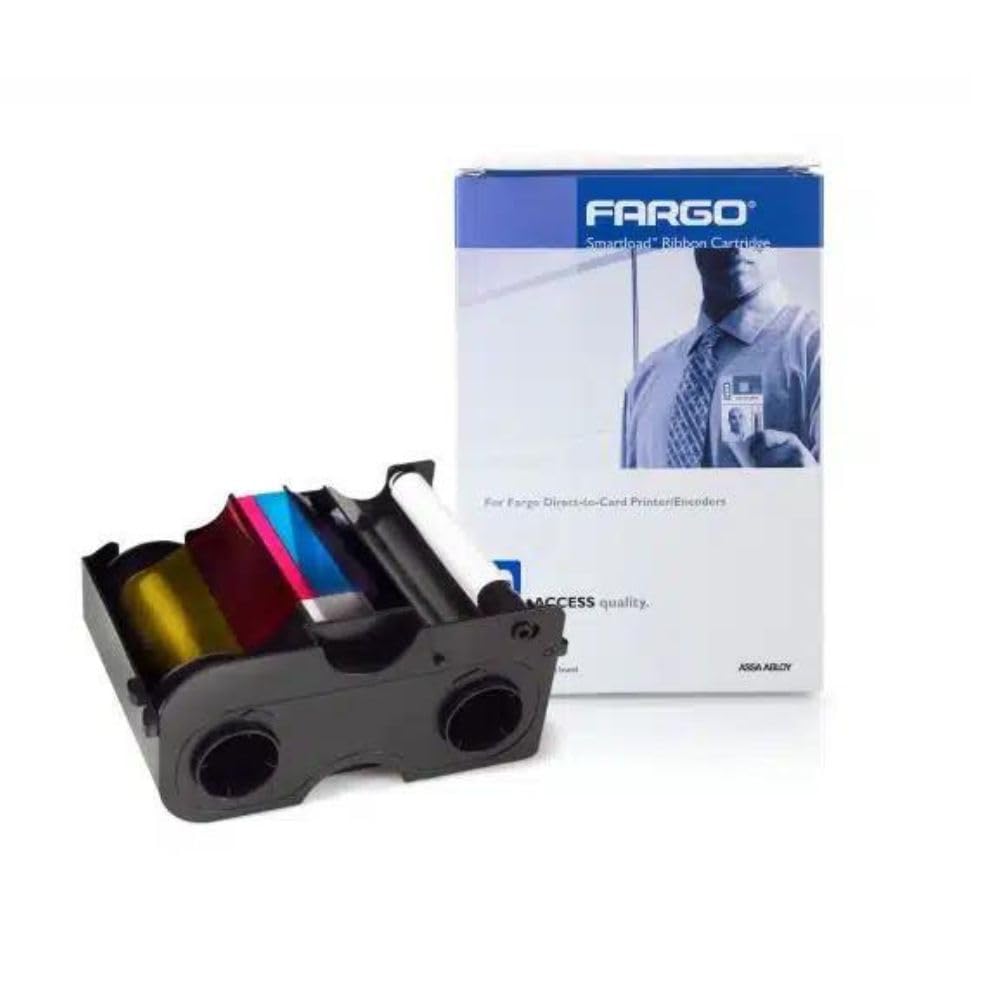 خرطوشة شريط فارجو DTC1250 YMCKO مع بكرة تنظيف | شريط فارجو اصلي 45000 | طباعة صور ملونة كاملة نابضة بالحياة متينة ونصوص ورموز باركود على بطاقات الهوية من بلاستيك PVC | مصنفة لتدوم حتى 250 طباعة
