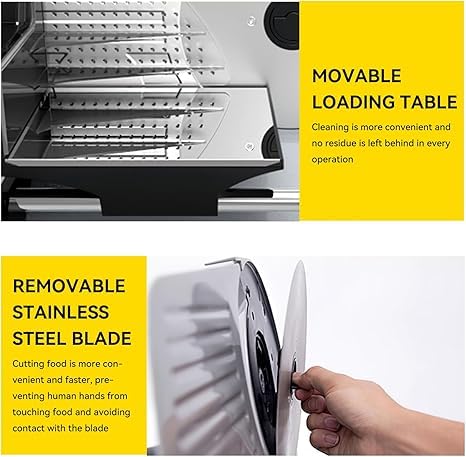 Meat Slicer, 200w Electric Slicer with a Detachable Stainless Steel Blade and Food Holder, 0-15mm Adjustable Thickness Household Meat Slicer, Food Slicer, KB7005