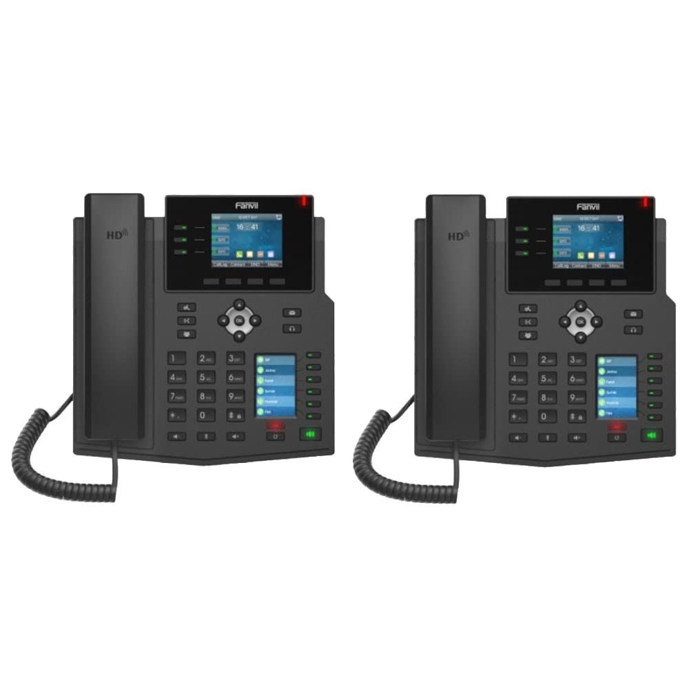 Fanvil IP Phone X4U Gigabit SIP Enterprise Desktop Phone with Dual-Color LCD Display (2-Pack)