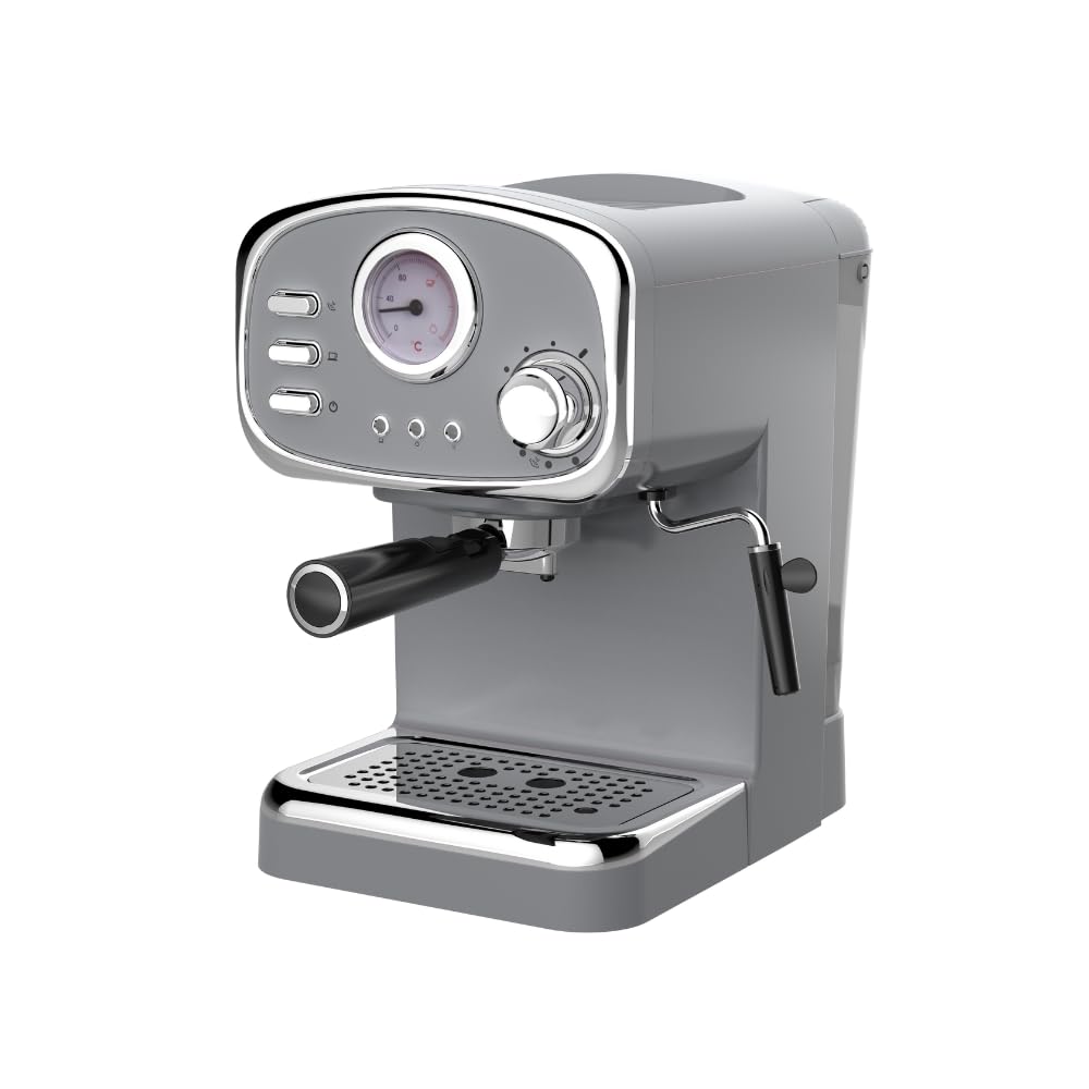 مايباشي ماكينة تحضير قهوة اسبريسو ME-ECM2010W - 20 بار، 1.25 لتر، اسود مع ميزان حرارة ومقبض بخار قابل للتعديل