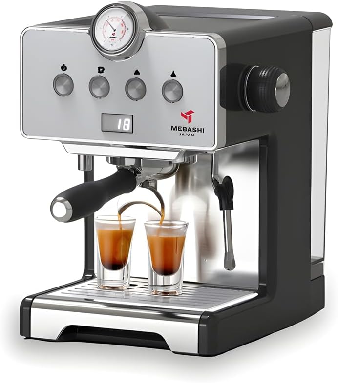 MEBASHI Espresso Coffee Machine - 15 Bar, 1.7L Capacity, Stainless Steel, Multifunction with Adjustable Brewing Time, and Professional Porta-Filter (ME-ECM2043)(1450W)