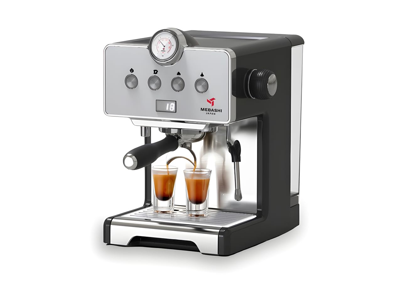 MEBASHI Espresso Coffee Machine - 15 Bar, 1.7L Capacity, Stainless Steel, Multifunction with Adjustable Brewing Time, and Professional Porta-Filter (ME-ECM2043)(1450W)