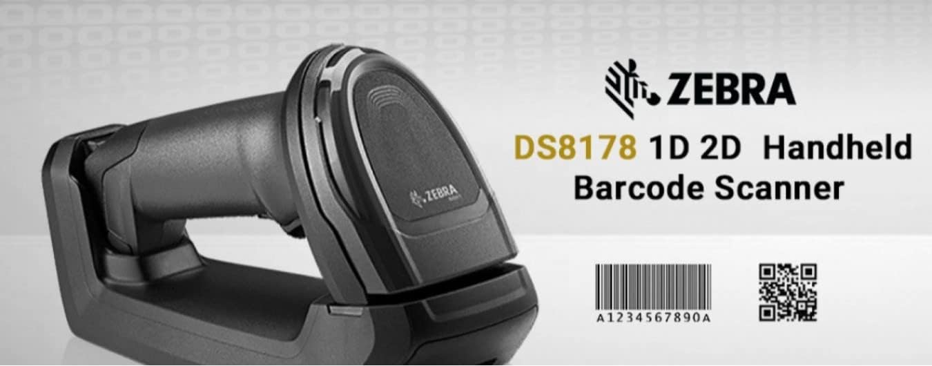 ZEBRA DS8178-SR KIT WIRELESS HANDHELD SCANNER WITH SHIELDED USB CABLE AND FIPS STANDARD CRADLE, BLACK, BEST USED FOR HEAVY DUTY 24/7 RUGGED USED ENVIRONMENT IN RETAIL STORE, WAREHOUSING, LOGISTIC ETC.