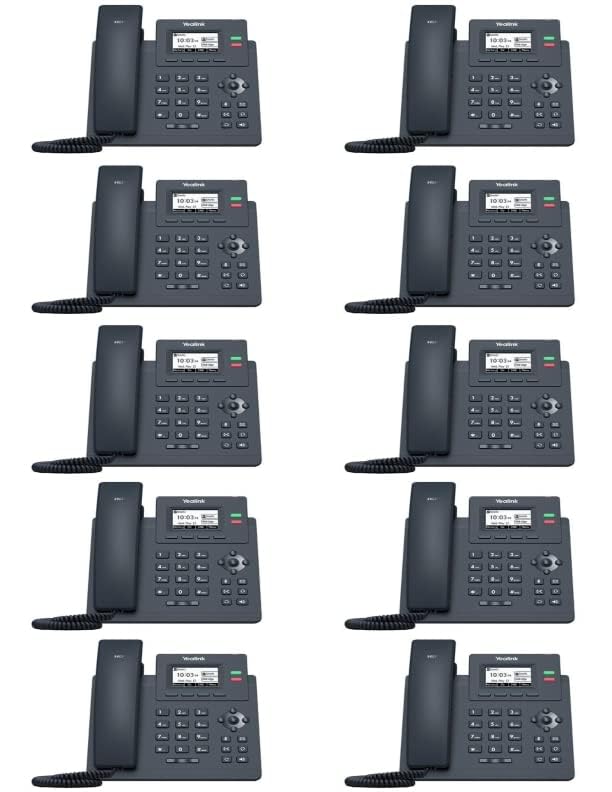 Yealink SIP-T31P IP Phone [10 Pack] 2 VoIP Accounts. 2.3-Inch Graphical Display. Dual-Port 10/100 Ethernet, 802.3af PoE, Power Adapter Not Included (SIP-T31P)
