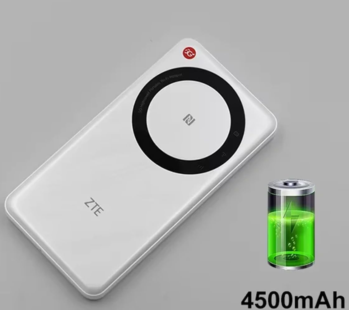 راوتر واي فاي محمول من زد تي اي 5G U30 اير، شبكة مزدوجة ذكية تصل الى 650 ميجابت في الثانية ان اف سي بلمسة واحدة، بطارية كبيرة 4500mAh، اصدار عالمي، ابيض
