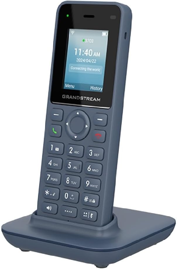 جراندستريم هاتف WP816 لاسلكي واي فاي IP مع نطاق مزدوج مدمج 802.11a/b/g/n/AC/AX ووقت تحدث 6 ساعات.