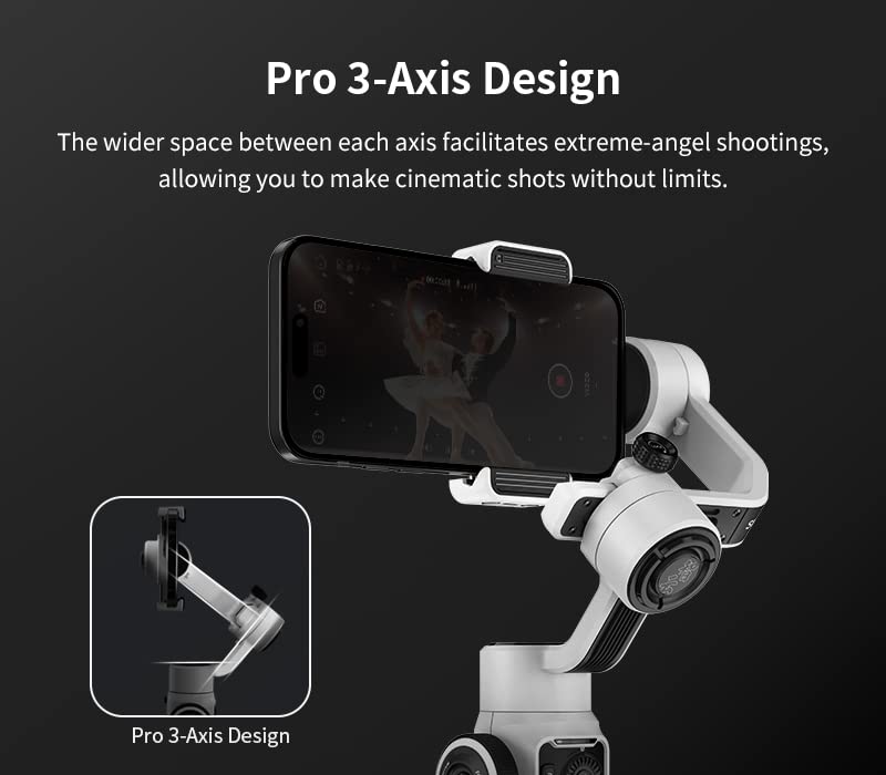 ZHIYUN Smooth 5S Combo Handheld Gimbal Stabilizer with Dual-Side Magnetic Lights for iPhone Smartphone Android Cell Phone - Portable Stabilizer for Vlogging, YouTube, Tiktok, Live Video