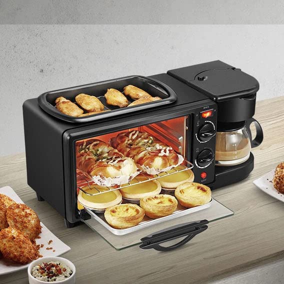 DualTech 3 IN 1 BREAKFAST MAKER PORTABLE TOASTER OVEN, GRILL PAN & COFFEE MAKER FULL BREAKFAST READY AT ONE GO
