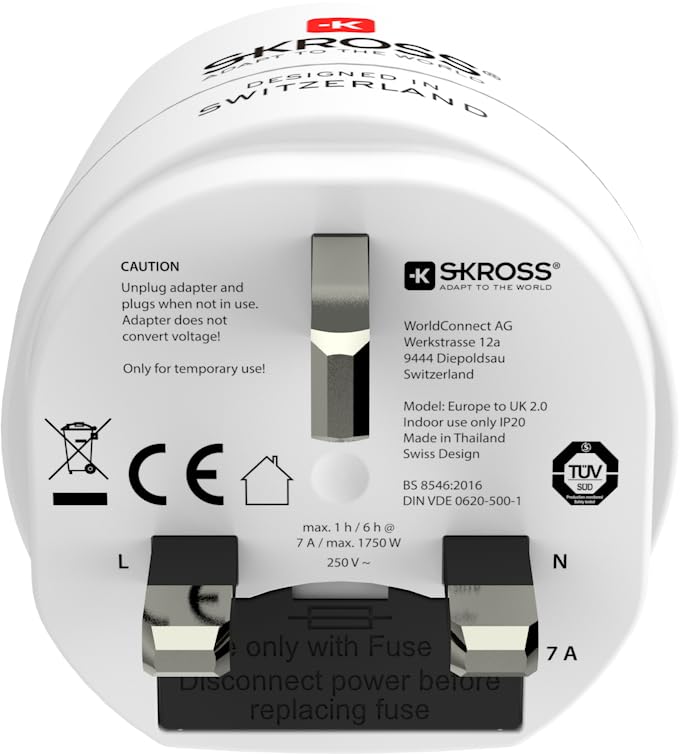 Skross 1500231-E Combo World to UKSingle adapters - Essential Edition-white