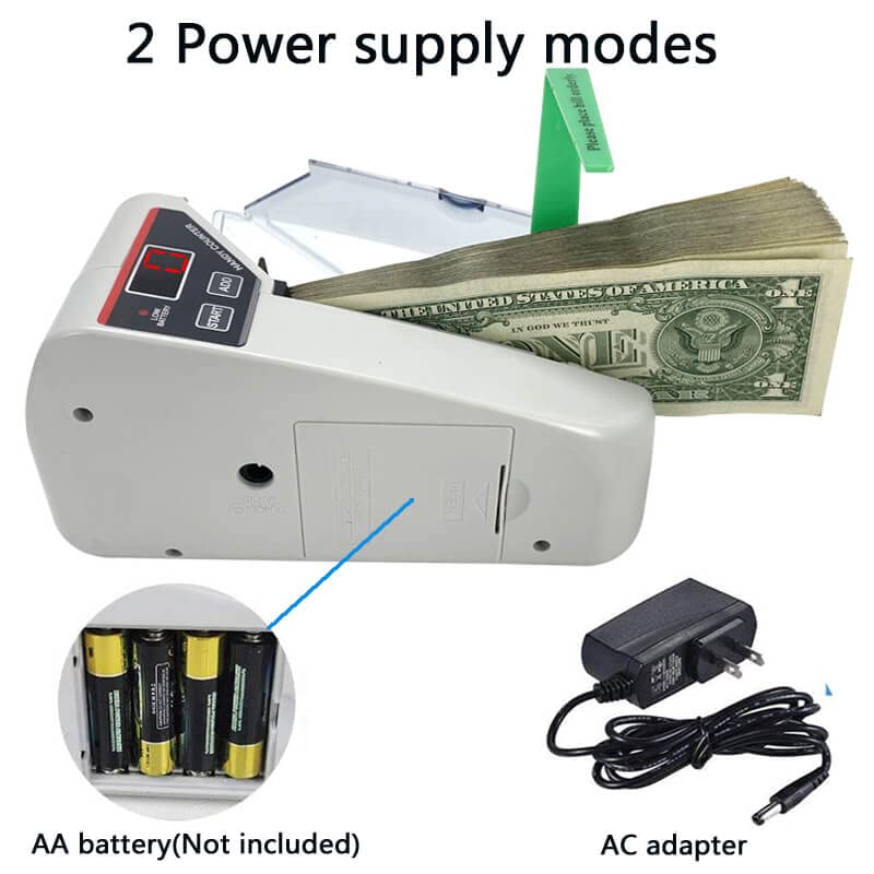 ماكينة عد النقود المحمولة من يوتيميك، الة عد النقود الصغيرة، الة عد العملات وكمية الفواتير فقط لعداد الاوراق النقدية متعددة العملات