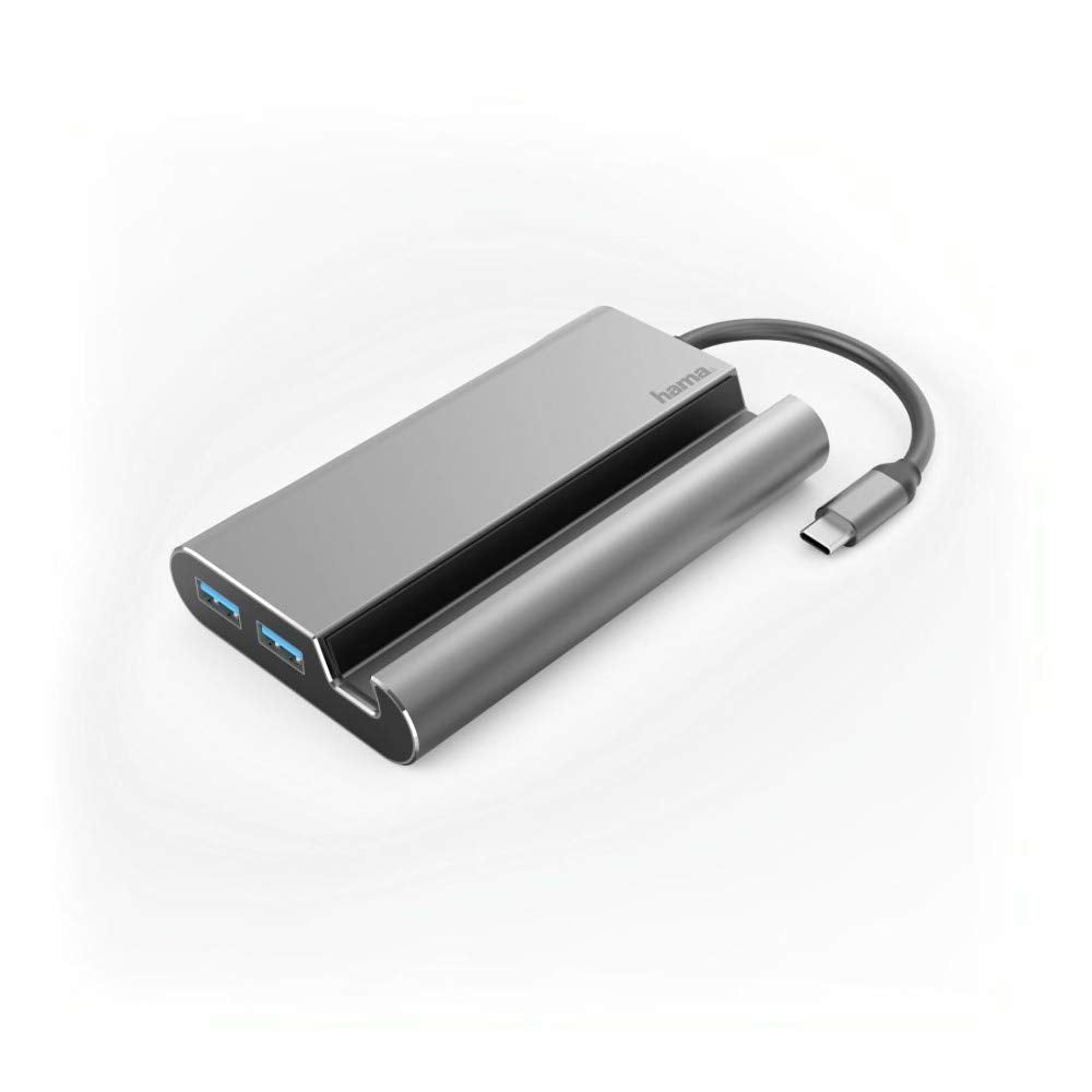هاما قاعدة شحن USB نوع سي 7 في 1 135764 لـ 3 منافذ USB-A 3.1، HDMI، VGA، LAN، USB-C (PD) - (عبوة من قطعة واحدة)
