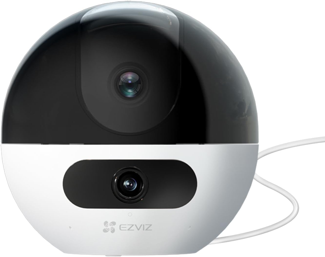 EZVIZ كاميرا مراقبة واي فاي C60P بعدسة مزدوجة 2K+، كاميرا داخلية 360 درجة مع كشف الأشخاص وتتبع تلقائي، صوت ثنائي الاتجاه مع زر لمس، اليكسا وجوجل