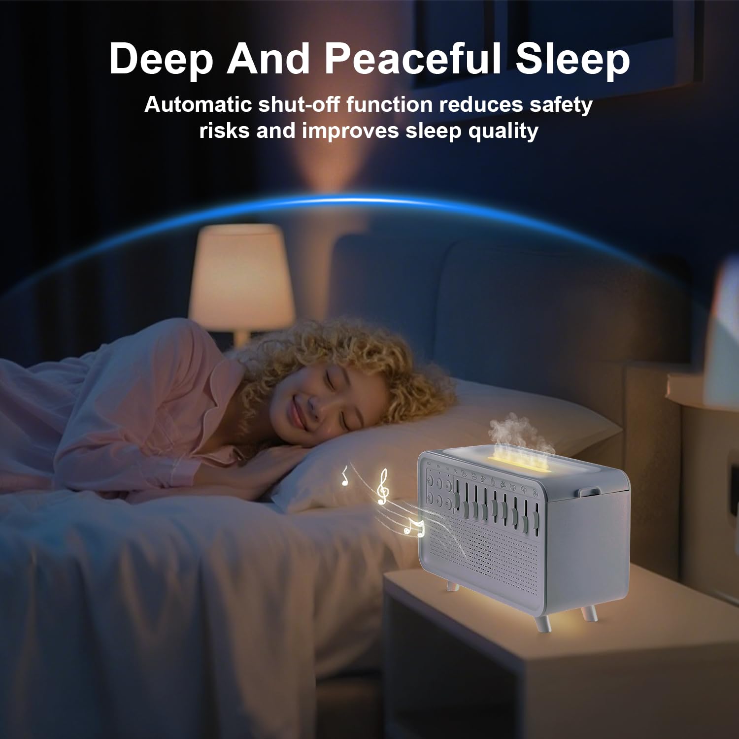 White Noise Air Humidifier with Night Light, 3-in-1 White Noise Sound Machine and Humidifier with 8 Ambient Sounds, USB Powered Diffuser Sound Box, Sleep Sound Machine for Home and Office, Timer