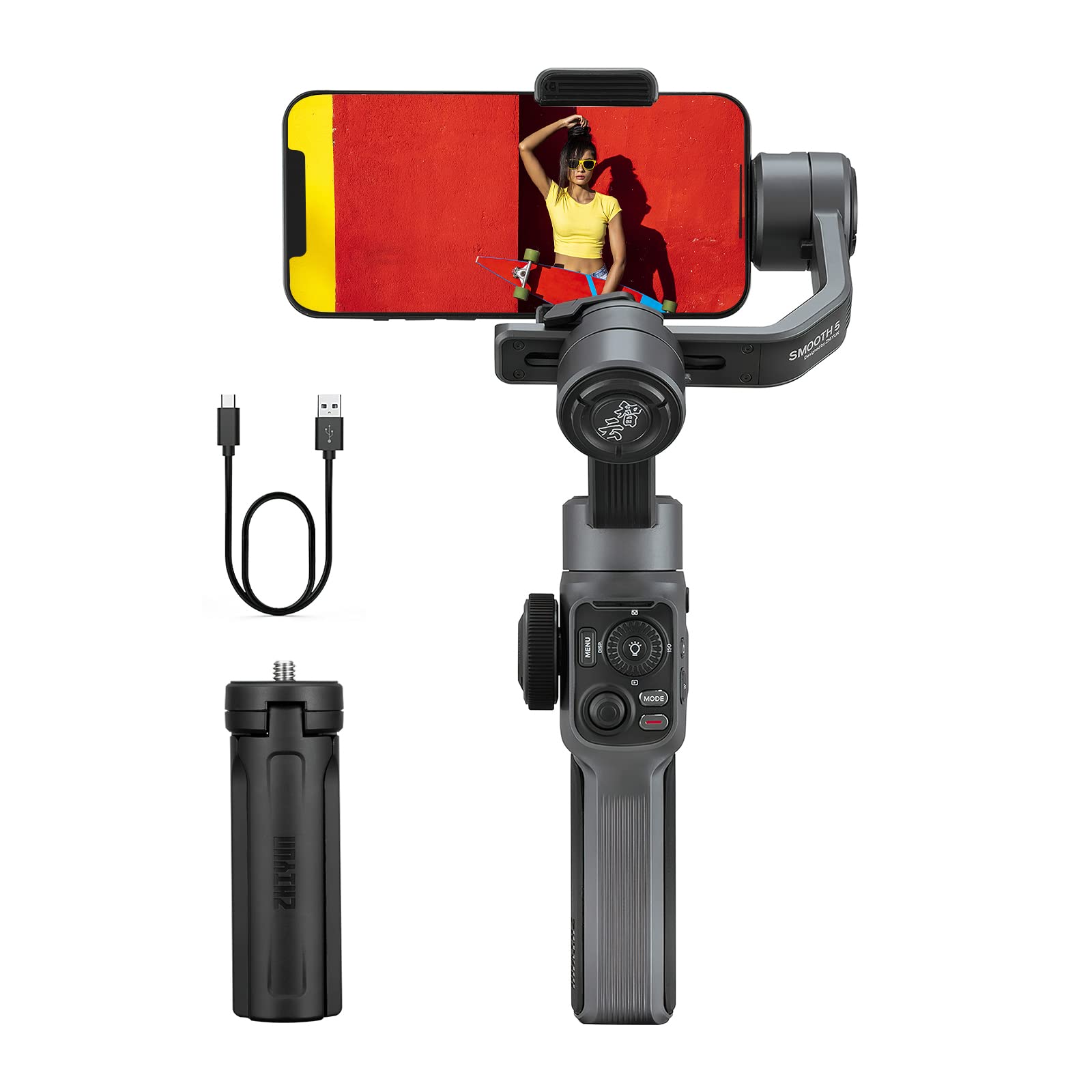 Zhiyun Smooth 5 Gimbal Stabilizer: Professional 3-Axis Handheld Gimble Stabilizer for Smartphone Cell Phone iPhone Pro Max for Vlogging YouTube Vlog TikTok Video