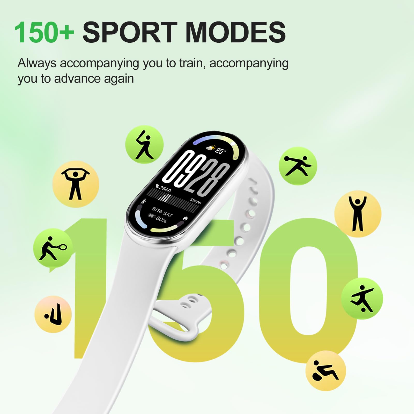 Xiaomi Smart Band 10-1.72 AMOLED Display with 1500 Nits, Sleep and Heart Rate Monitor, 5ATM Waterproof, 21 Days Battery Life, 60 Hz Refresh Frequency, 150+ Modes