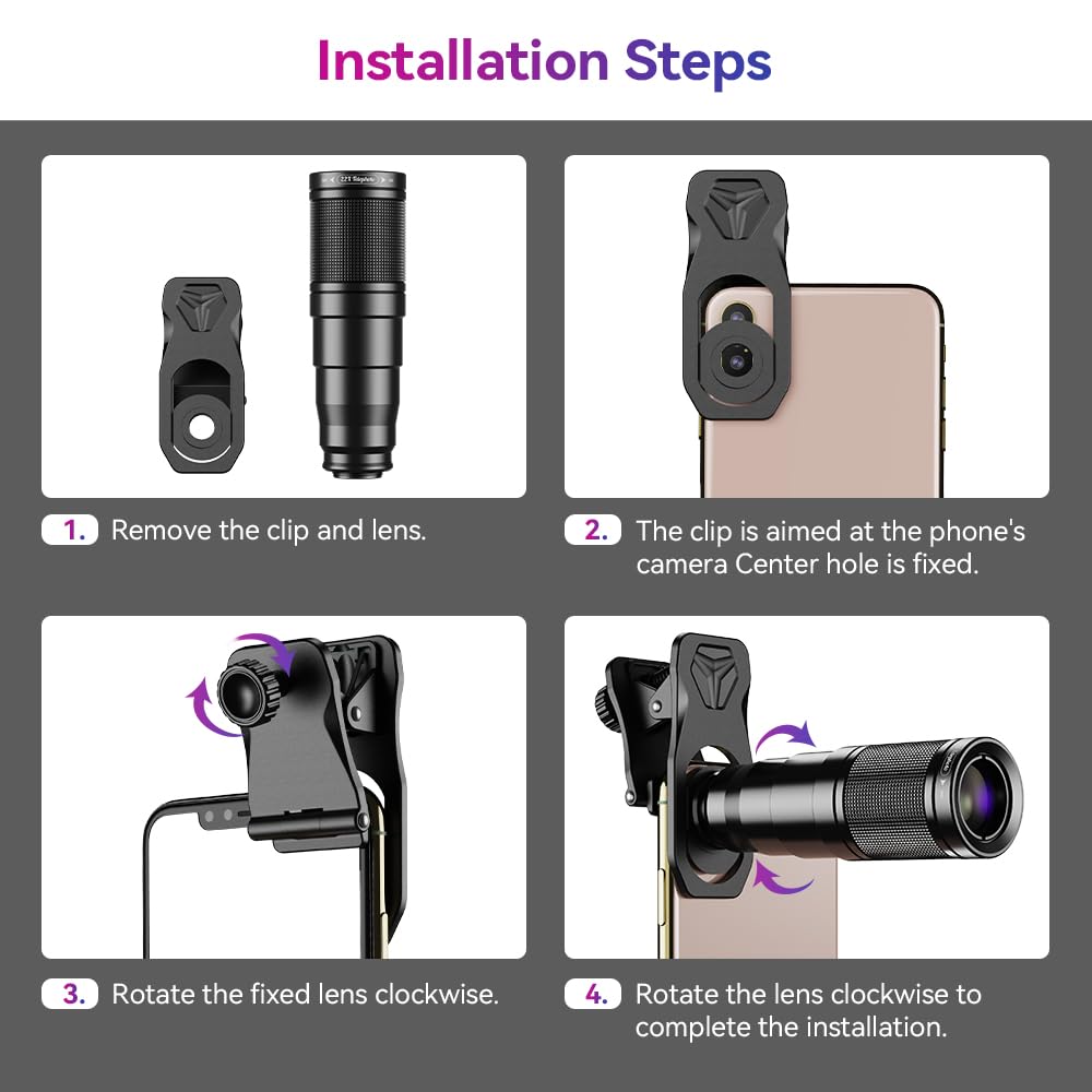 Apexel Phone Lens Kit 6 in 1, 22X Telephoto Lens, 205° Fisheye Lens, 120° Wide Angle Lens & 25X Macro Lens(Screwed Together), Compatible with iPhone 11 8 7 6 6s Plus X Xs/Max XR Samsung