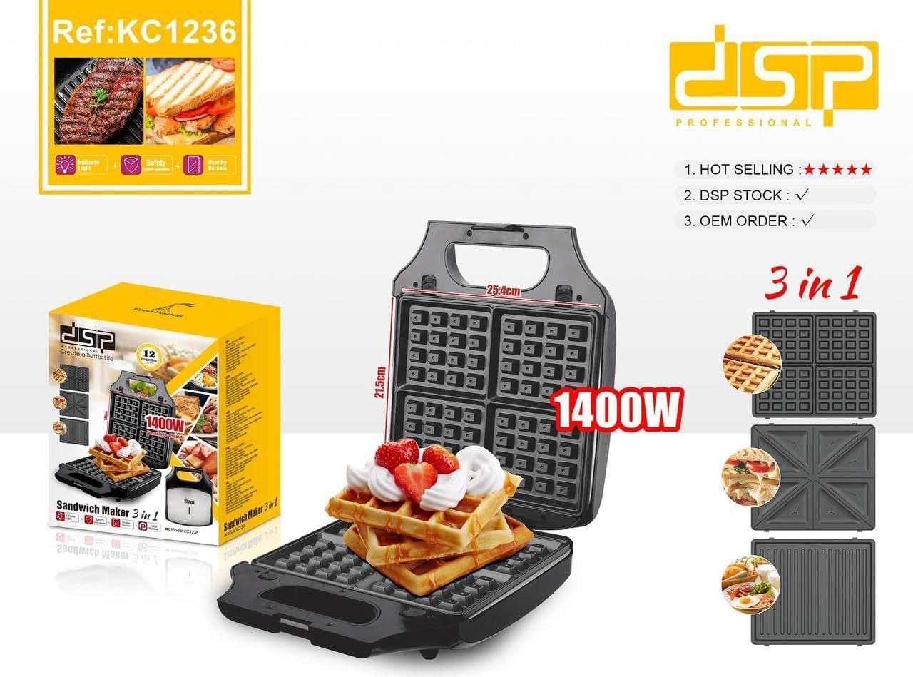 DSP 3-in-1 Waffle Maker 1400W KC1236