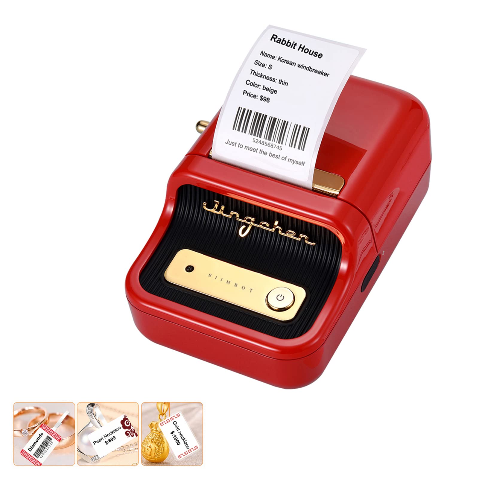 Portable Price Tag, Wireless Portable Bluetooth Label Printer with RFID Recognition Feature, Great for Supermarket, Clothing, Retail Store, Home Labels, Barcodes and Printing
