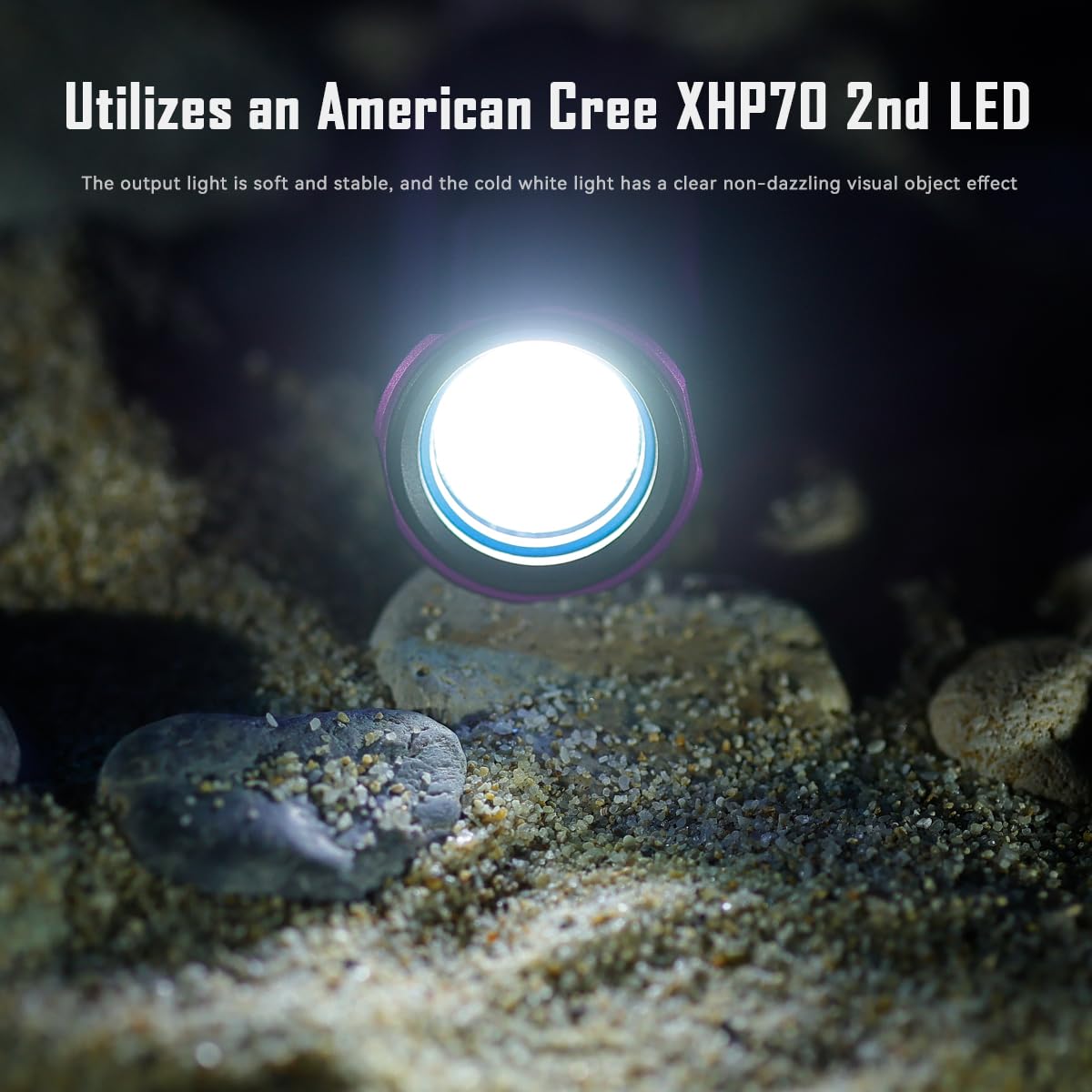 ايمالينت مصباح يدوي للجيب LD70، مصباح يدوي قوي ساطع 4000 لومن مع كري XHP70.2 LED، مصباح يدوي قابل لاعادة الشحن للتخييم والمشي لمسافات طويلة (اخضر)