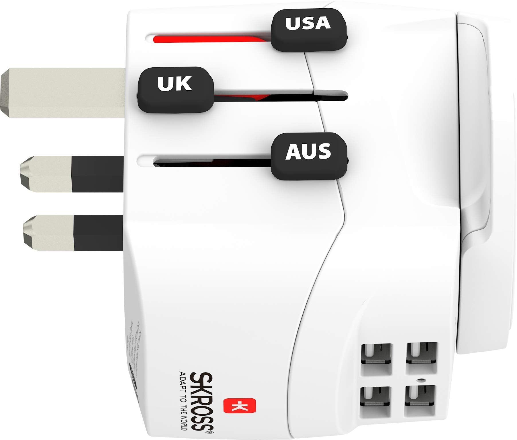 SKROSS Pro 4xA Light USB World Adapter, White