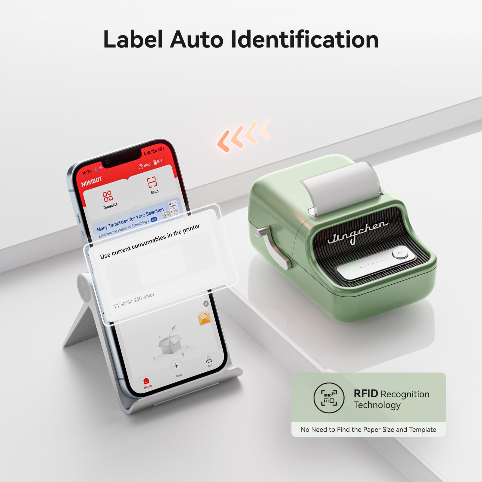 NIIMBOT B21 Label Maker, 2 Inch Portable Thermal Label Printer, Label Maker Machine with Tape, Compatible with Android, iOS & PC,Labeling for Home Storage Office and Small Business,Black