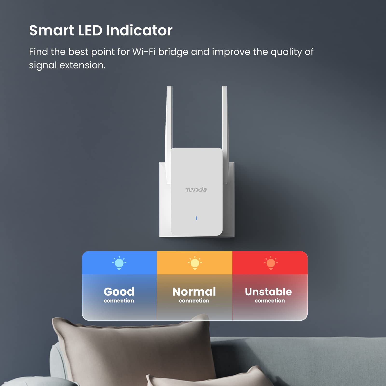 Tenda WiFi Extender Booster, WiFi 6 Booster, AX3000 Dual Band WiFi Extender, WiFi Repeater/Booster with 1 Gigabit Port and 2 High Performance Antennas, Built-in AP Mode, UK Plug (A33)